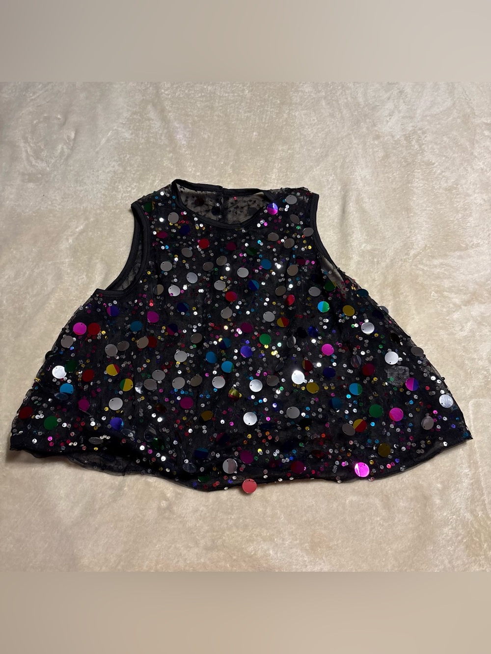 SHEIN Black Tank Top with Multicolor Sequins